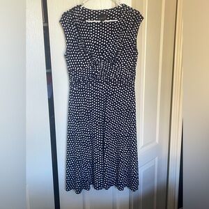 Navy white polka dot swing dress